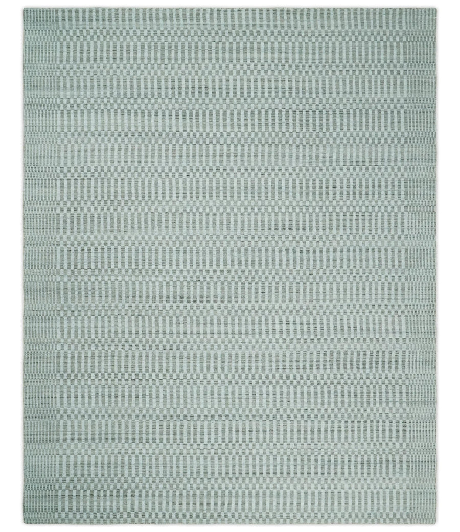 8x10 Hand Made Modern Trellis Ivory and Brown Scandinavian Blended Wool Flatwoven Area Rug | KE7 - The Rug Decor