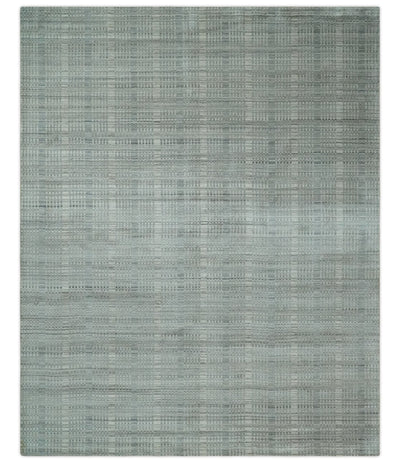 8x10 Hand Made Shaded Scandinavian Beige and Gray Blended Wool Flatwoven Area Rug | KE10 - The Rug Decor