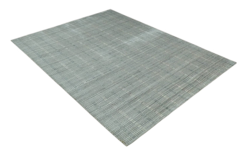 8x10 Hand Made Shaded Scandinavian Beige and Gray Blended Wool Flatwoven Area Rug | KE10 - The Rug Decor