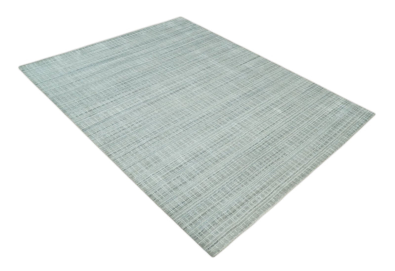 8x10 Hand Made Shaded Scandinavian White, Camel and Gray Blended Wool Flatwoven Area Rug | KE25 - The Rug Decor