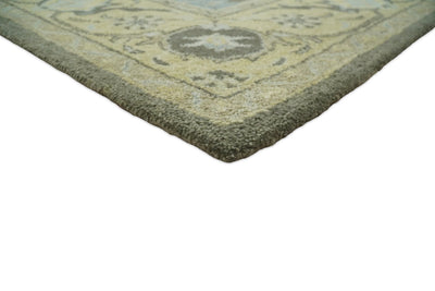 8x10 Handmade Persian Design Brown and Beige made with fine wool Area Rug | TRDCP128810 - The Rug Decor
