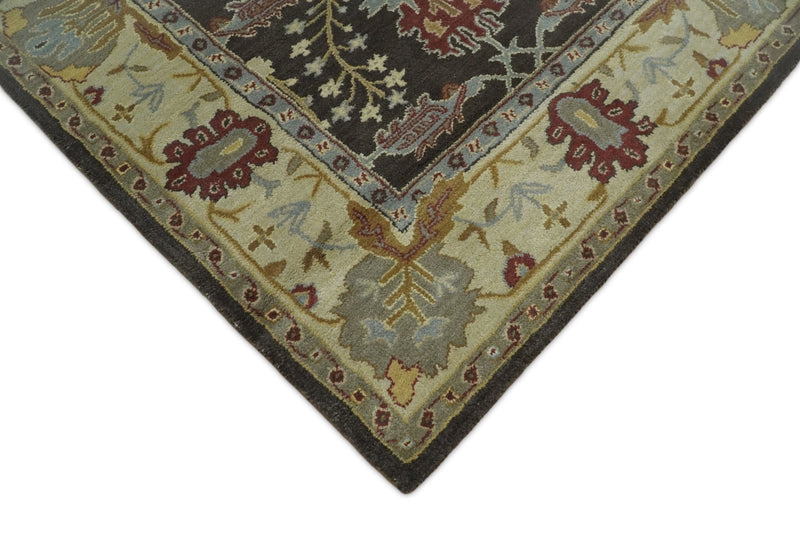 8x10 Handmade Persian Design Brown and Beige made with fine wool Area Rug | TRDCP149810 - The Rug Decor