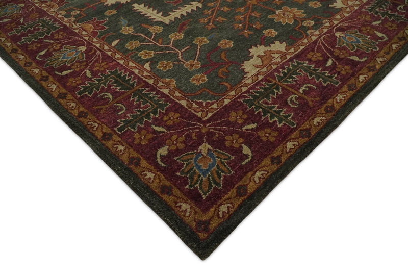 8x10 Handmade Persian Design Rust and Beige made with fine wool Area Rug | TRDCP145810 - The Rug Decor