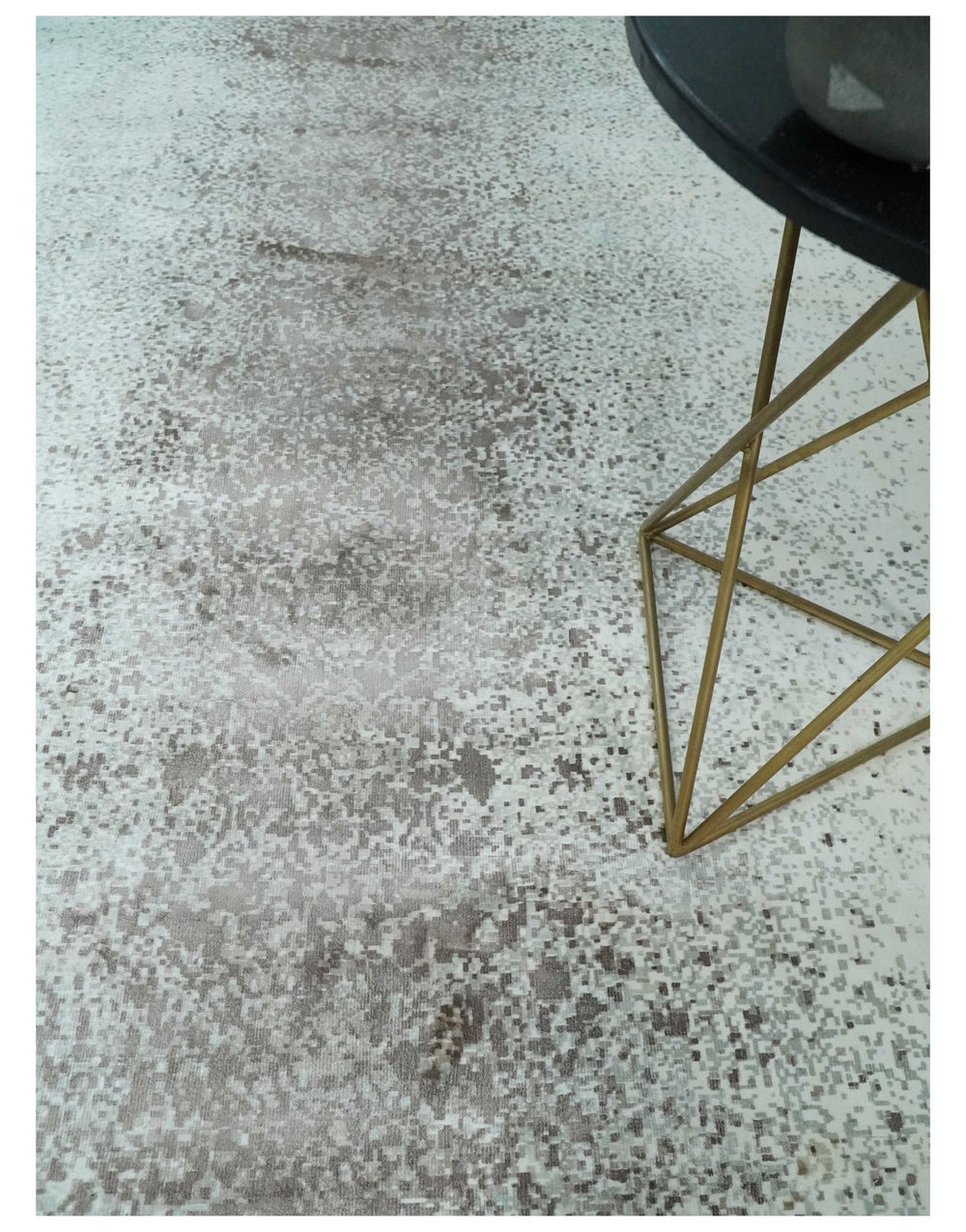 8x10 Ivory and Brown Modern Abstract Handmade Viscose Area Rug | AE33810 - The Rug Decor