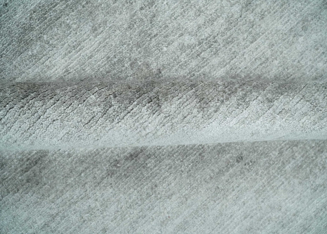 8x10 Ivory and Silver Blended Hand Loomed Modern Scandinavian Art Silk Area Rug - The Rug Decor