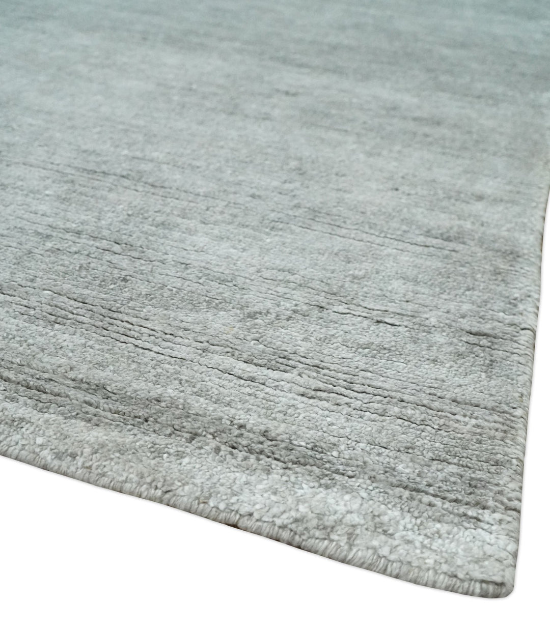 8x10 Ivory and Silver Blended Hand Loomed Modern Scandinavian Art Silk Area Rug - The Rug Decor