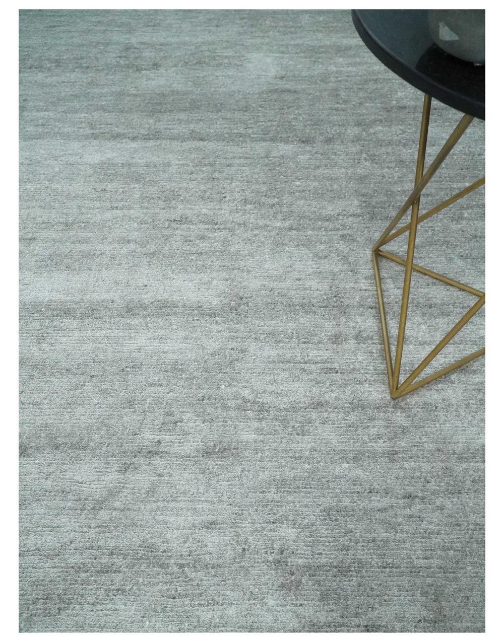 8x10 Ivory and Silver Blended Hand Loomed Modern Scandinavian Art Silk Area Rug - The Rug Decor