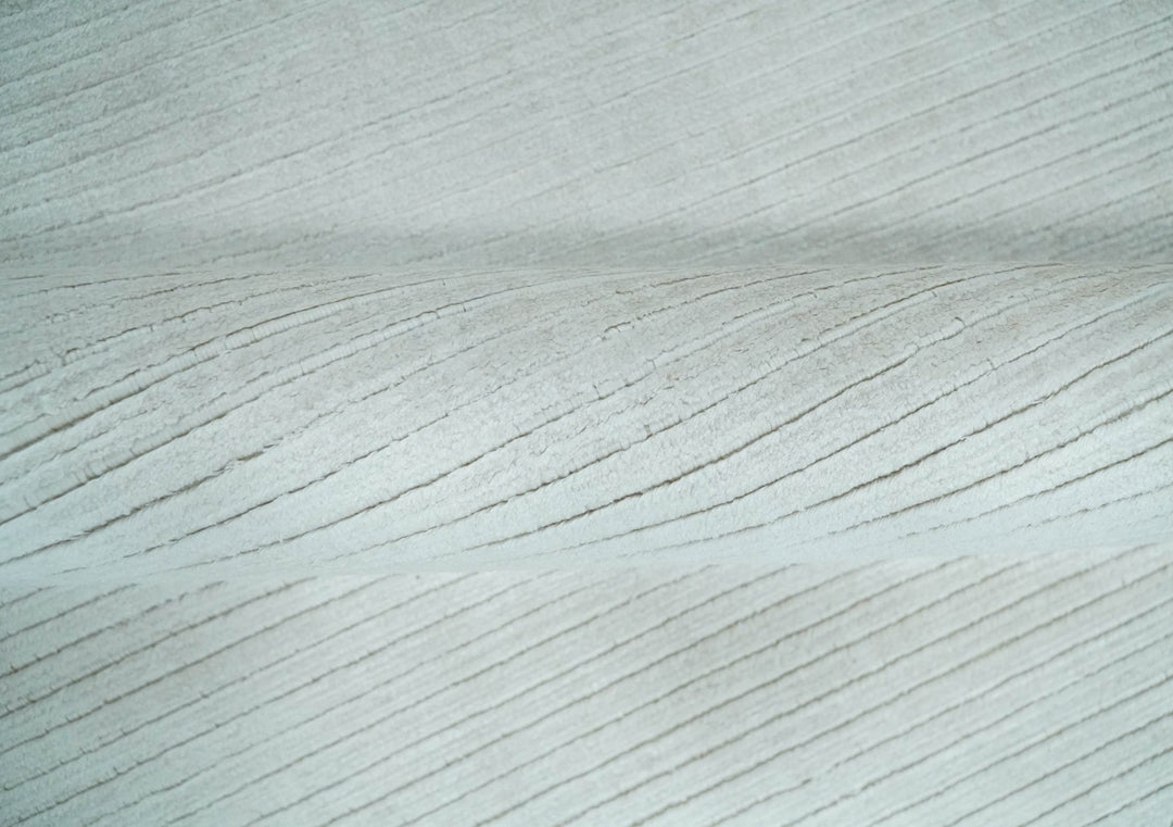 8x10 Ivory and Silver Hand Loomed Modern Scandinavian Art Silk Area Rug - The Rug Decor