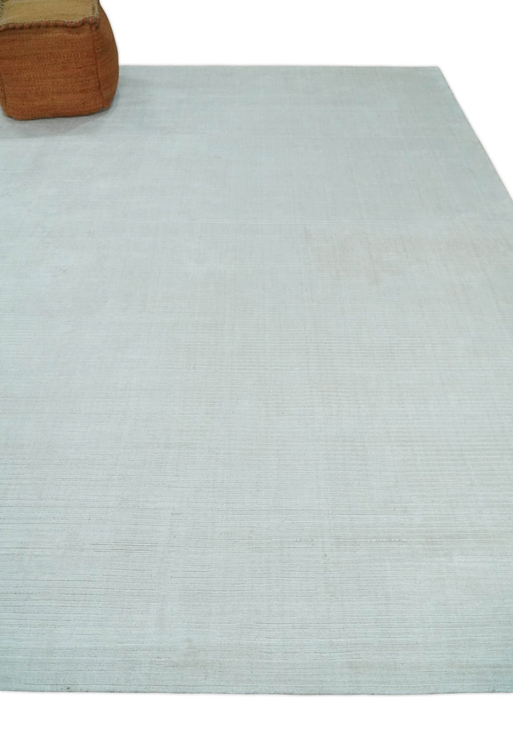 8x10 Ivory and Silver Hand Loomed Modern Scandinavian Art Silk Area Rug - The Rug Decor