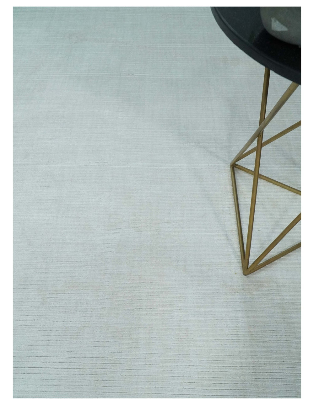 8x10 Ivory and Silver Hand Loomed Modern Scandinavian Art Silk Area Rug - The Rug Decor