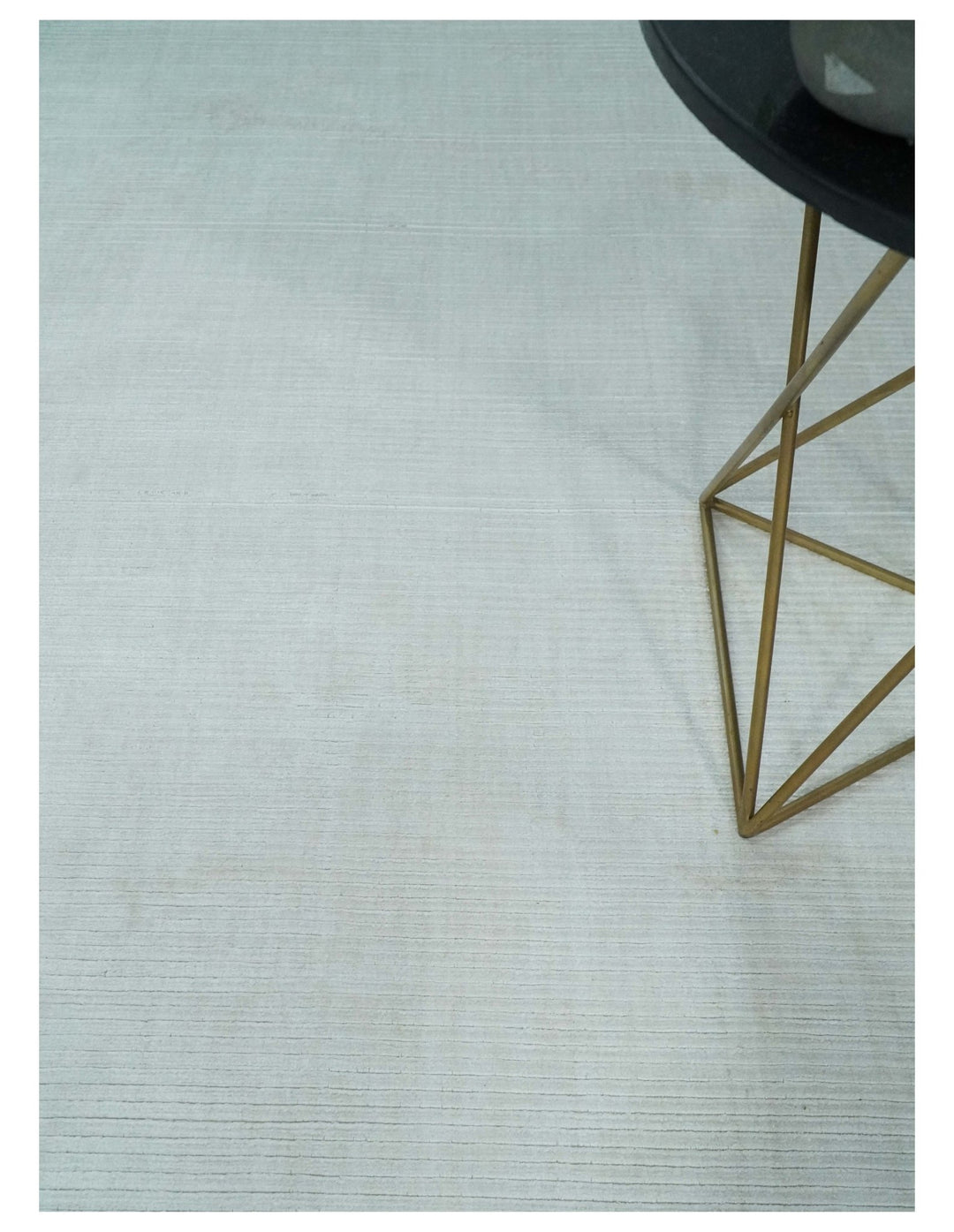 8x10 Ivory and Silver Hand Loomed Modern Scandinavian Art Silk Area Rug - The Rug Decor