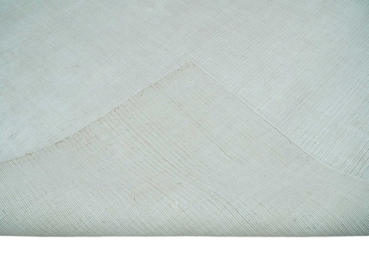 8x10 Ivory and Silver Hand Loomed Modern Scandinavian Art Silk Area Rug - The Rug Decor