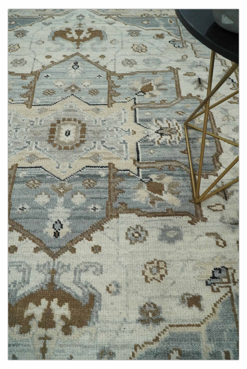 8x10 Ivory, Beige and Silver Traditional Hand Knotted Wool Area Rug - The Rug Decor