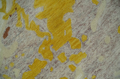 8x10 Ivory, Beige, Gold and Brown Modern Abstract Hand Tufted Farmhouse Wool Area Rug - The Rug Decor