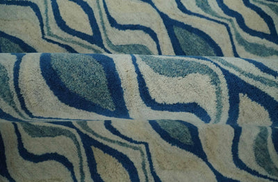 8x10 Ivory, Blue and Gray Traditional Hand Tufted Wool Area Rug - The Rug Decor