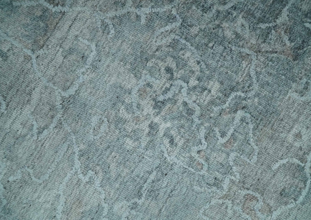 8x10 Ivory, Gray and Charcoal Traditional Erased Handmade Blended Wool Area Rug | AE9810 - The Rug Decor