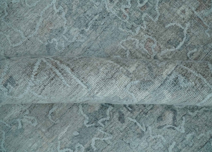 8x10 Ivory, Gray and Charcoal Traditional Erased Handmade Blended Wool Area Rug | AE9810 - The Rug Decor