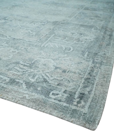 8x10 Ivory, Gray and Charcoal Traditional Erased Handmade Blended Wool Area Rug | AE9810 - The Rug Decor