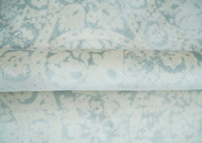 8x10 Ivory, Gray and Silver Modern Transitional Handmade Art Silk Area Rug - The Rug Decor