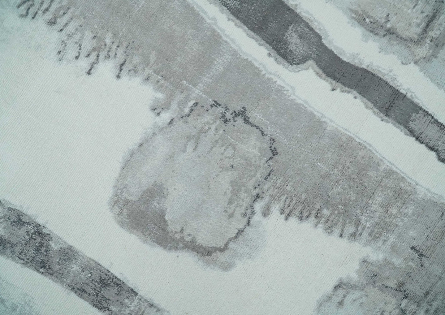 8x10 Ivory, Silver and Gray Modern Abstract Handmade Art Silk Area Rug | AE11810 - The Rug Decor