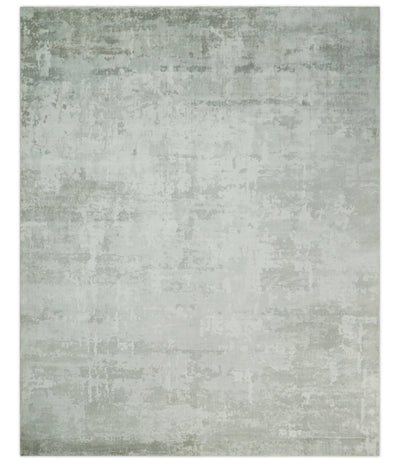 8x10 Modern Abstract Ivory and Camel Contemporary Wool Area Rug | QT22 - The Rug Decor