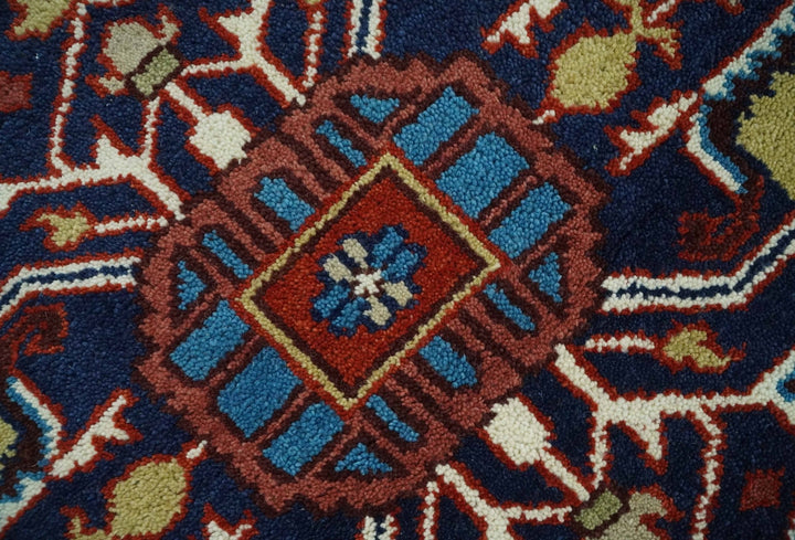 8x10 Olive, Blue and Ivory Heriz Serapi Hand knotted Traditional wool Area Rug - The Rug Decor
