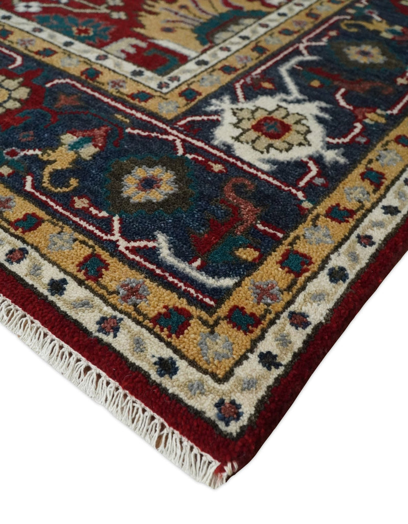8x10 Red and Blue Hand Knotted Traditional Antique Turkish Wool Rug | TRDCP398810 - The Rug Decor