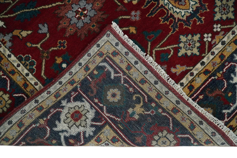 8x10 Red and Blue Hand Knotted Traditional Antique Turkish Wool Rug | TRDCP398810 - The Rug Decor