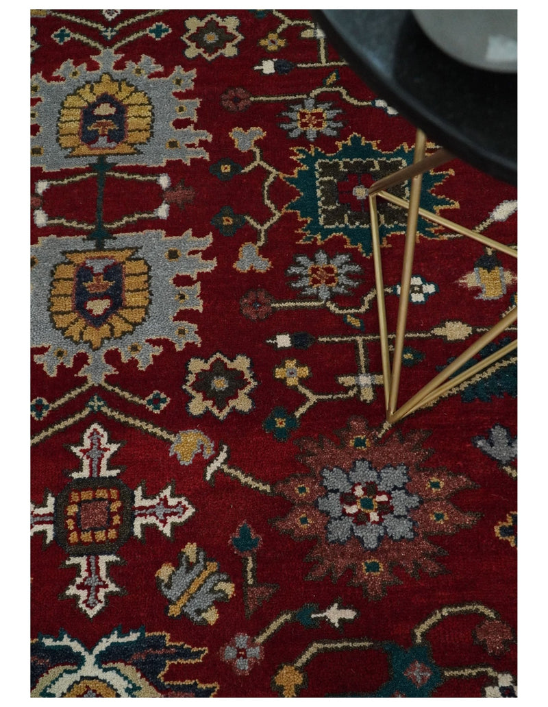 8x10 Red and Blue Hand Knotted Traditional Antique Turkish Wool Rug | TRDCP398810 - The Rug Decor
