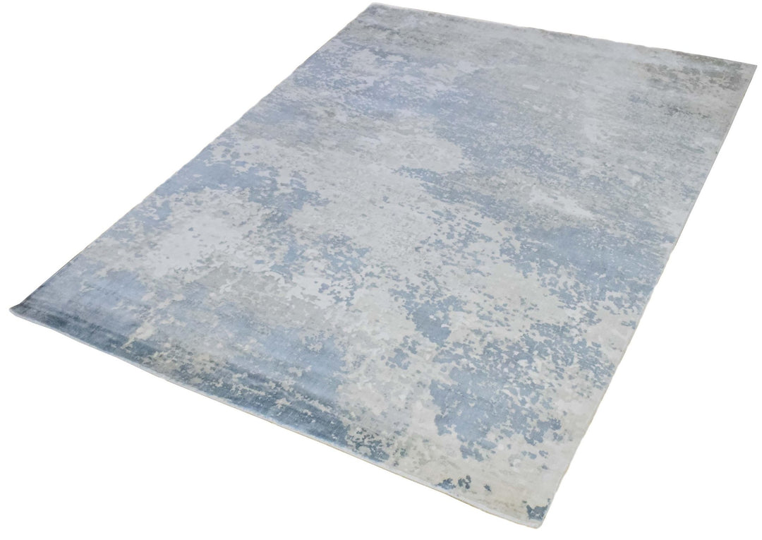 8x10 Rug, Abstract Blue and Ivory Rug made with Viscose Art Silk, Living, Dinning and Bedroom Rug | TRD006QT810 - The Rug Decor