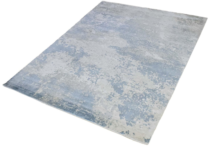 8x10 Rug, Abstract Blue and Ivory Rug made with Viscose Art Silk, Living, Dinning and Bedroom Rug | TRD006QT810 - The Rug Decor
