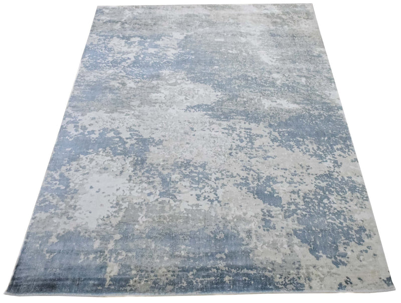 8x10 Rug, Abstract Blue and Ivory Rug made with Viscose Art Silk, Living, Dinning and Bedroom Rug | TRD006QT810 - The Rug Decor
