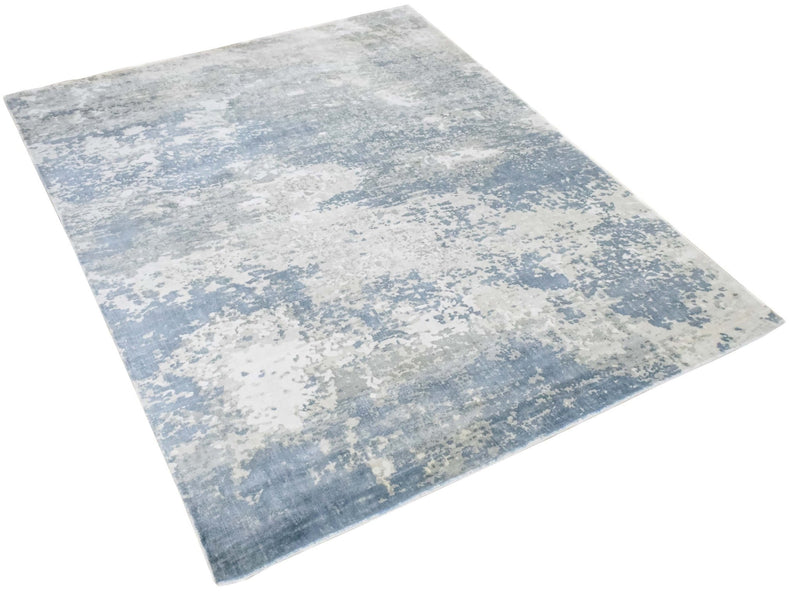 8x10 Rug, Abstract Blue and Ivory Rug made with Viscose Art Silk, Living, Dinning and Bedroom Rug | TRD006QT810 - The Rug Decor