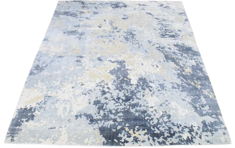 8x10 Rug, Abstract Blue and Ivory Rug made with Viscose Art Silk, Living, Dinning and Bedroom Rug | TRD019QT810 - The Rug Decor