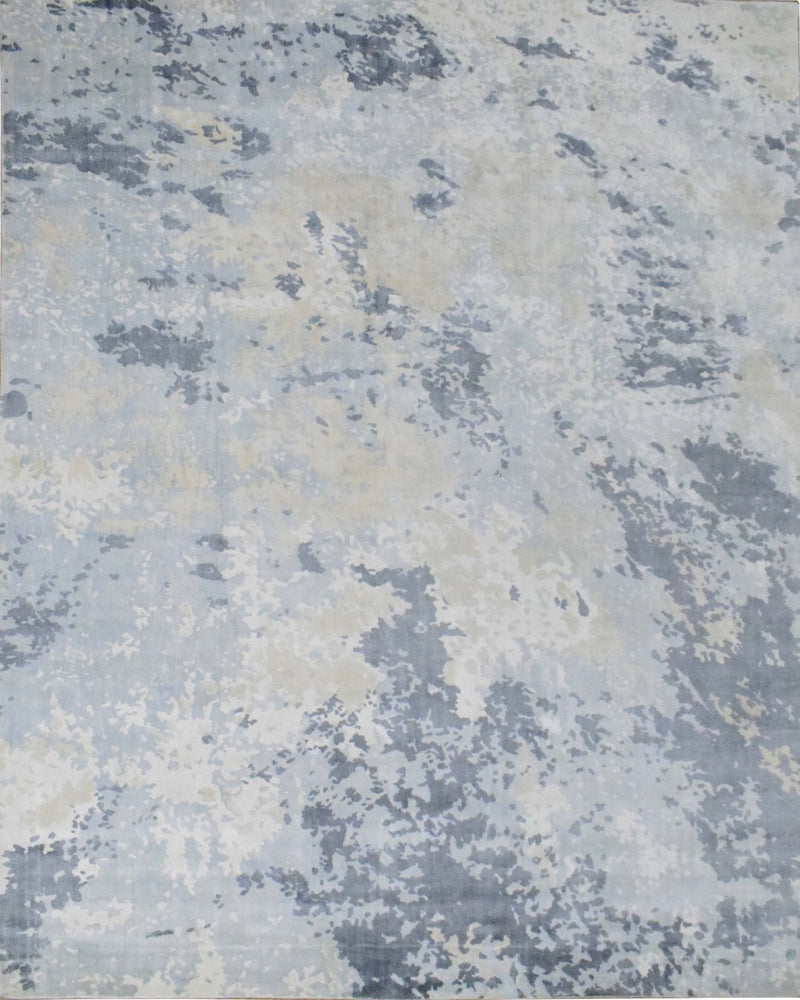 8x10 Rug, Abstract Blue and Ivory Rug made with Viscose Art Silk, Living, Dinning and Bedroom Rug | TRD019QT810 - The Rug Decor