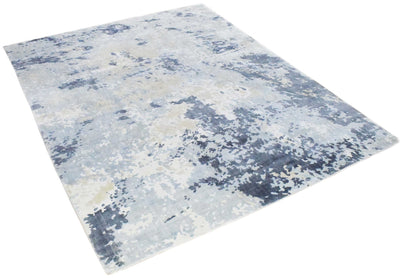 8x10 Rug, Abstract Blue and Ivory Rug made with Viscose Art Silk, Living, Dinning and Bedroom Rug | TRD019QT810 - The Rug Decor