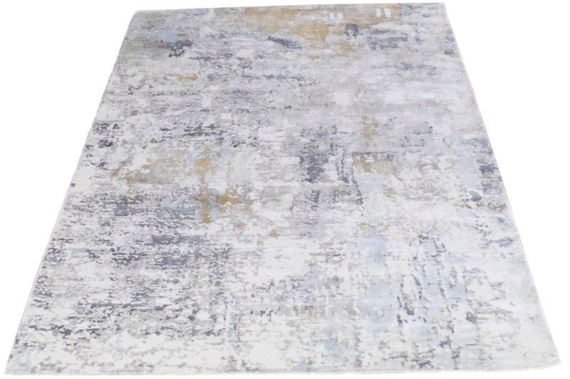 8x10 Rug, Abstract Blue and Ivory Rug made with Viscose Art Silk, Living, Dinning and Bedroom Rug | TRD030OP - The Rug Decor