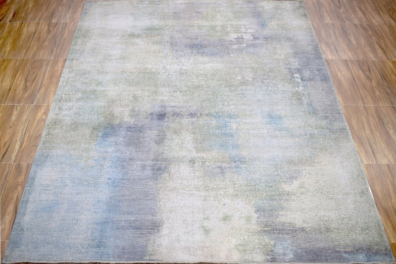 8x10 Rug | Modern Abstract Handmade with Bamboo Silk Blue Area Rug | TRD1750810 - The Rug Decor