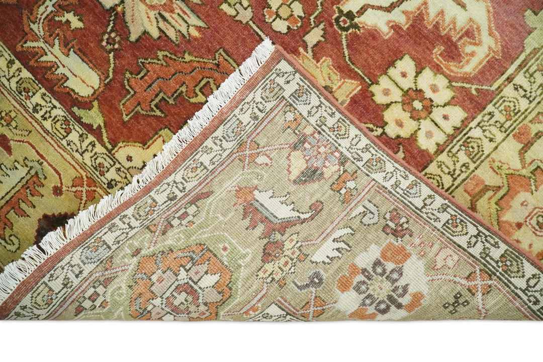 8x10 Rust and Beige Hand Knotted Traditional Antique Turkish Vintage Wool Rug | TRDCP538810 - The Rug Decor