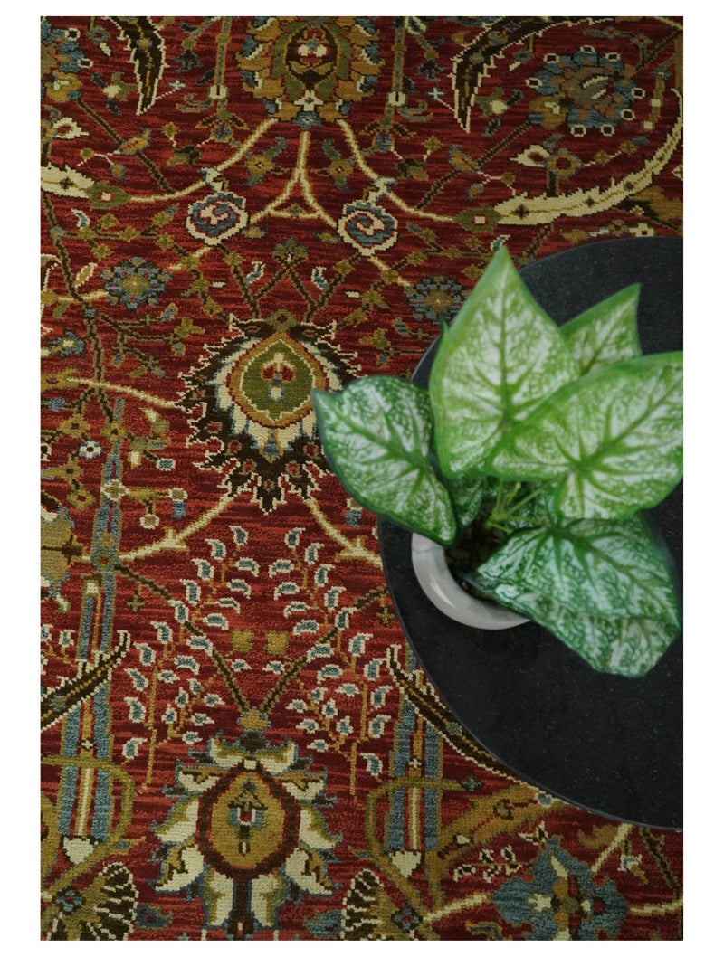 8x10 Rust and Beige Hand Knotted Traditional Antique Turkish Wool Rug | TRDCP388810 - The Rug Decor