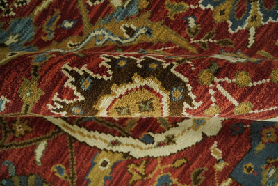 8x10 Rust and Beige Hand Knotted Traditional Antique Turkish Wool Rug | TRDCP388810 - The Rug Decor