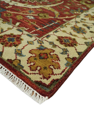 8x10 Rust and Beige Hand Knotted Traditional Antique Turkish Wool Rug | TRDCP388810 - The Rug Decor