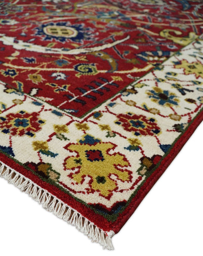 8x10 Rust and Ivory Hand Knotted Traditional Antique Turkish Wool Rug | TRDCP399810 - The Rug Decor