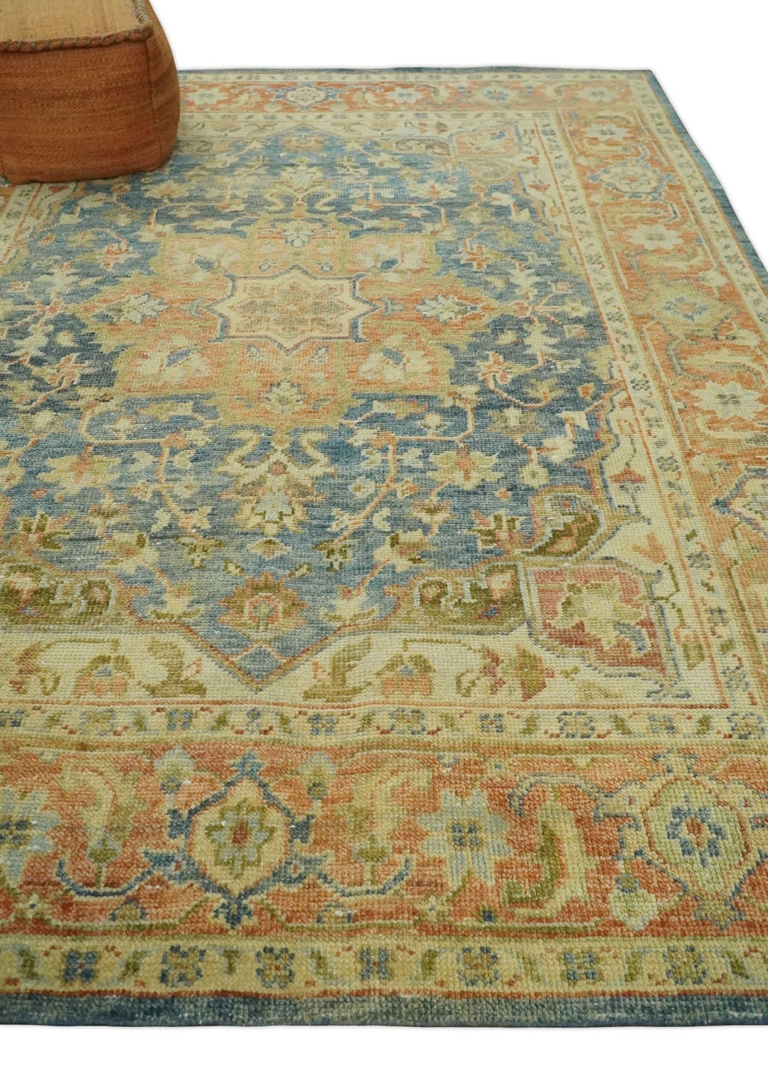 8x10 Rust, Gray and Beige Traditional Vintage Style Hand Knotted Wool Area Rug - The Rug Decor