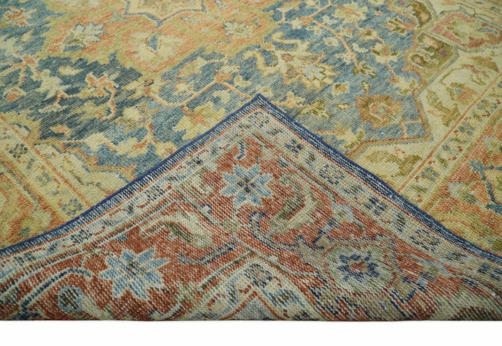 8x10 Rust, Gray and Beige Traditional Vintage Style Hand Knotted Wool Area Rug - The Rug Decor