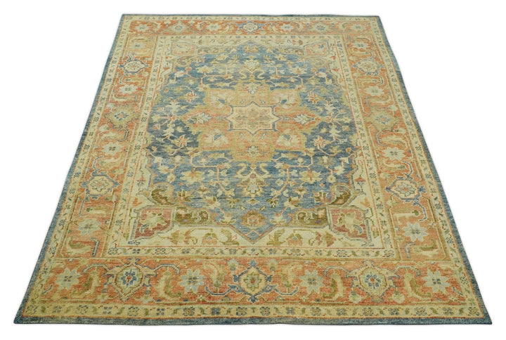 8x10 Rust, Gray and Beige Traditional Vintage Style Hand Knotted Wool Area Rug - The Rug Decor