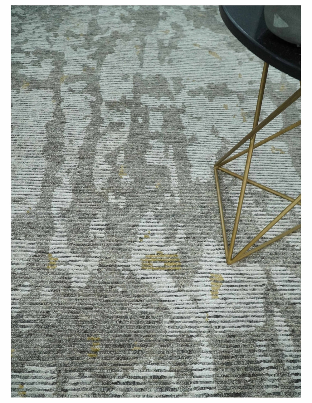 8x10 Silver and Charcoal Modern Abstract Handmade Wool Area Rug - The Rug Decor