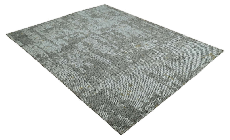 8x10 Silver and Charcoal Modern Abstract Handmade Wool Area Rug - The Rug Decor