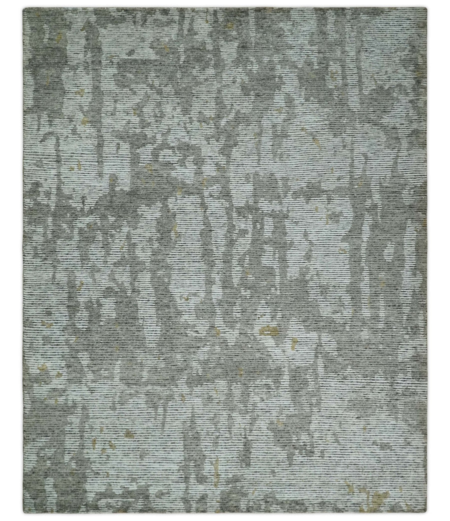 8x10 Silver and Charcoal Modern Abstract Handmade Wool Area Rug - The Rug Decor