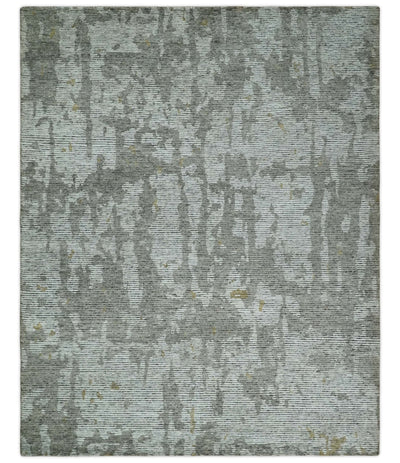 8x10 Silver and Charcoal Modern Abstract Handmade Wool Area Rug - The Rug Decor